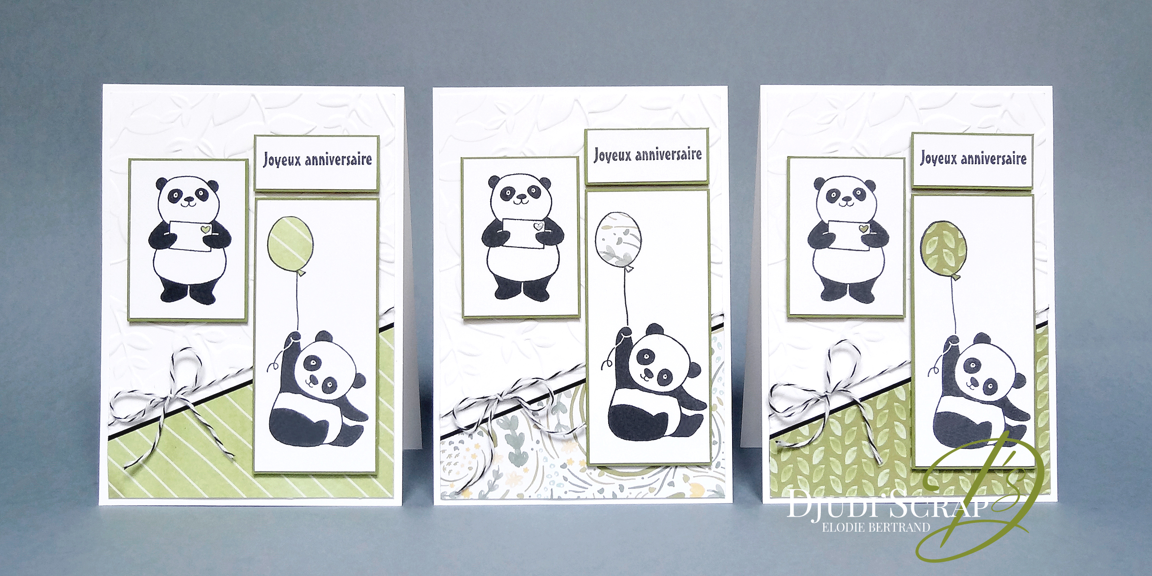 Cartes Anniversaires Set Pandas Festifs Djudiscrap